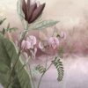 Dusk Blooms' wallpaper showcasing gentle pink and purple flowers against a dusky backdrop, adding a touch of understated elegance to the interior design.