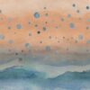 Watercolor wallpaper named 'Misty Horizon' featuring a soothing blend of earth tones with floating blue dots, invoking the tranquility of a hazy landscape at dawn.
