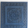 Exquisite Coastal Queen Headboard with intricate carvings in a distressed blue finish, echoing the calm of ocean waves and the elegance of coastal decor.