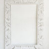 White large dressing teak wood mirror frame with intricate carvings, offering a sophisticated and classic element to home interiors.