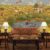 Vibrant Krishna Leela wallpaper showcasing Lord Krishna's life events amidst Vrindavan's lush landscapes, infusing the space with mythological charm.